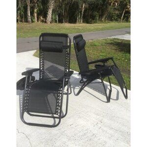 Zero Gravity Lawn Lounge Chairs Set of 2 with Pillow and Cup Holder